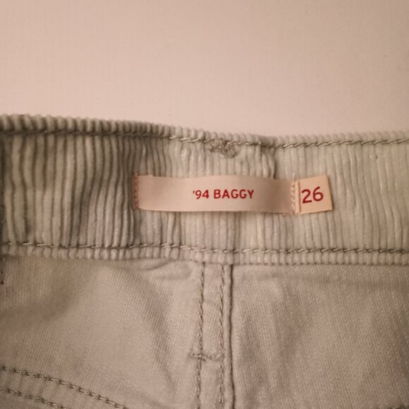 Levi's '94 Baggy Corduroy Jeans Size 26/4 Mid Rise Straight Leg Mint Green Color - Picture 5 of 9